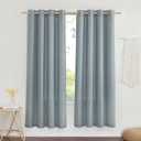 NICETOWN Stone Blue Thick Linen Curtains for Bedroom, Grommet Linen Blend Vintage Window Treatments Privacy Curtains That Let Light in for Living Room, 55" W x 72" L, Set of 2