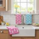 Preboun 2 Pcs Easter Hand Towels Easter Bunny Bathroom Towels Cotton Soft Absorbent Bathroom Kitchen Decoration for Drying, Cleaning, Cooking, 13.7 x 29.5inch