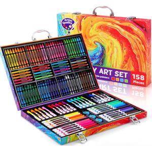 158 Pcs Art Supplies for Kids Ages 4-8, 6-8, Deluxe Art Kit Crafts Drawing Painting Set with Crayons, Colored Pencils, Markers - Christmas Gift for 4 5 6 7 8 9 10 11 12 Year old Toddlers Girls Boys