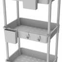 3 Tier Rolling Utility Cart with Handle,REBECAT Utility Cart Made of Multifunctional Storage Organizer Tool for Kitchen,Bathroom,Living Room,Office(Gray)