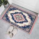 Oriental Area Rug Pink Blue Washable 3x5 Rugs for Living Room Bedroom Traditional Beige Non-Slip Soft Floor Large Carpet for Office Entryway Bathroom