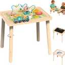 Himold Activity Table for Kids 6-36 Months, 9 in 1 Wooden Montessori Toys with Bead Maze Shape Sorter Train Toy, Baby Sensory Table Toddler Toys 1st Birthday Gifts for Kids