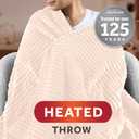Sunbeam Electric Throw Royal Posh Velvet Heated Blanket, 4 Heat Settings, 4-Hour Auto Shut-Off, Fast Heating, Lush, Silky, and Ultra Comfy, Ribbed Champagne Color, 50" x 60"