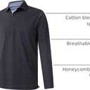 VEBOON Men's Polo Shirts Long and Short Sleeve Cotton Blend Heather Moisture Wicking Casual Collared Shirts (Black, L)