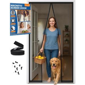 High-Density Magnetic Screen Door Mesh for Home and Patio, Tear Resistant Backdoor Screen Net with Magnetic Closure (Fit Door 36"x82"/Screen 39"x84, Black Pet)