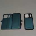 Defencase for iPhone 17 Pro Magnetic Wallet Case Compatible with Magsafe with RFID Blocking Zipper & Card Holder for Women Men PU Leather Strap Detachable Case for iPhone 17 Pro (6.3 inch), Blue Green