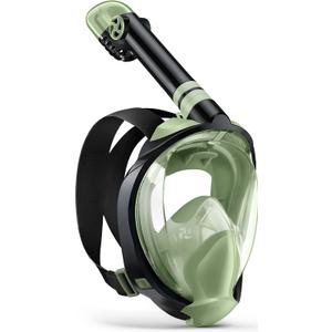 Zenoplige Full Face Snorkel Mask Adults,Dry-Top Snorkeling Gear with Camera Mount,Foldable 180-Degree Panoramic Scuba Mask for Snorkeling Diving Swimming Travel,Snorkel Mask Anti-Fog & Anti-Leak (Large/X-Large, Apple Green)