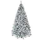 7.5 FT Snow Flocked Christmas Tree, Artificial Holiday Hinged Pine Tree with 1010 Branch Tips, Solid Metal Stand, Premium Xmas Full Fake Tree for Home, Office, Party Decoration