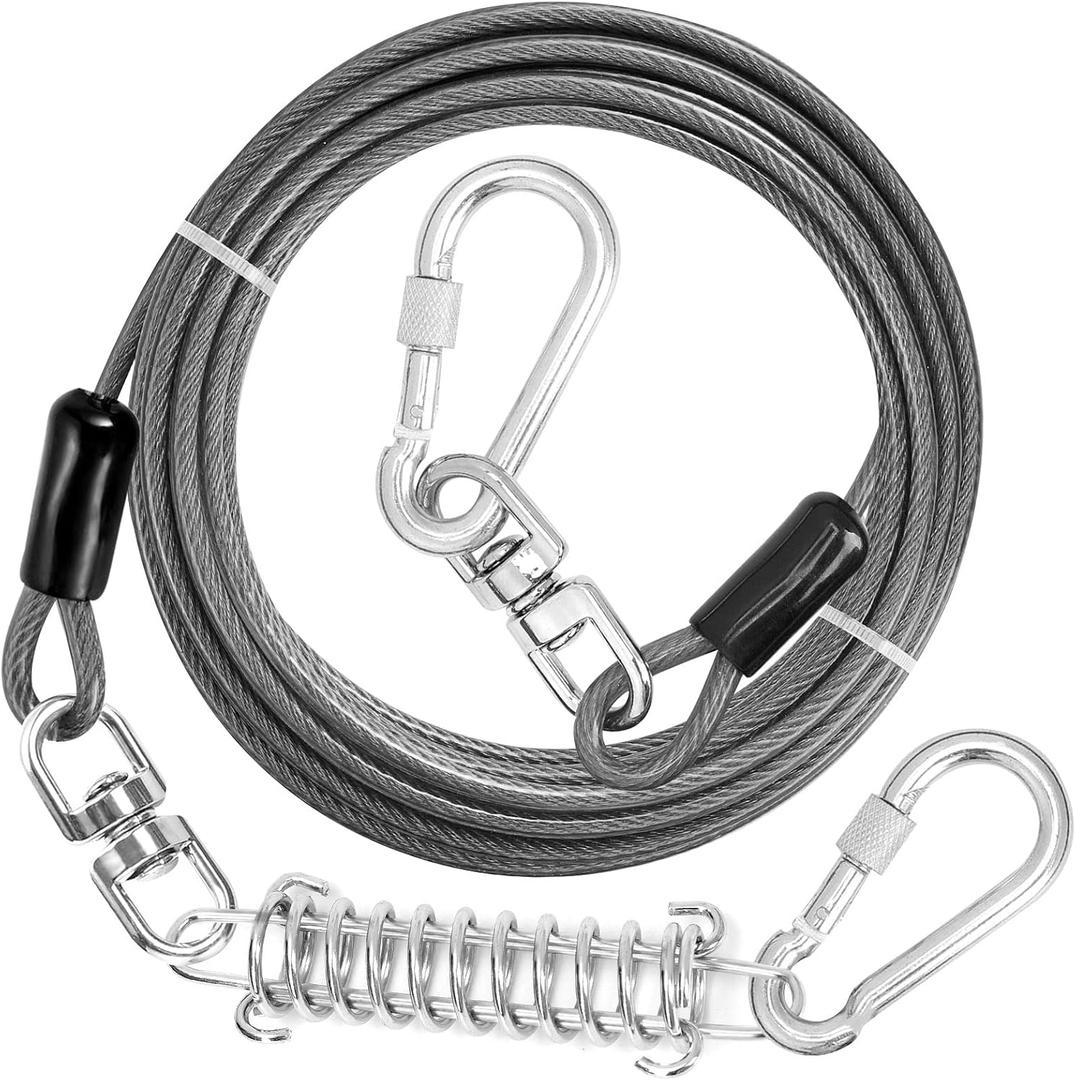jenico Dog Tie Out Cable - 150 FT Dog Runner Cable with Swivel Hook, Dog Leash Run Tether for Yard Outdoor and Camping, Rust- Proof Training Line for Small to Medium Pets Up to 500 LBS