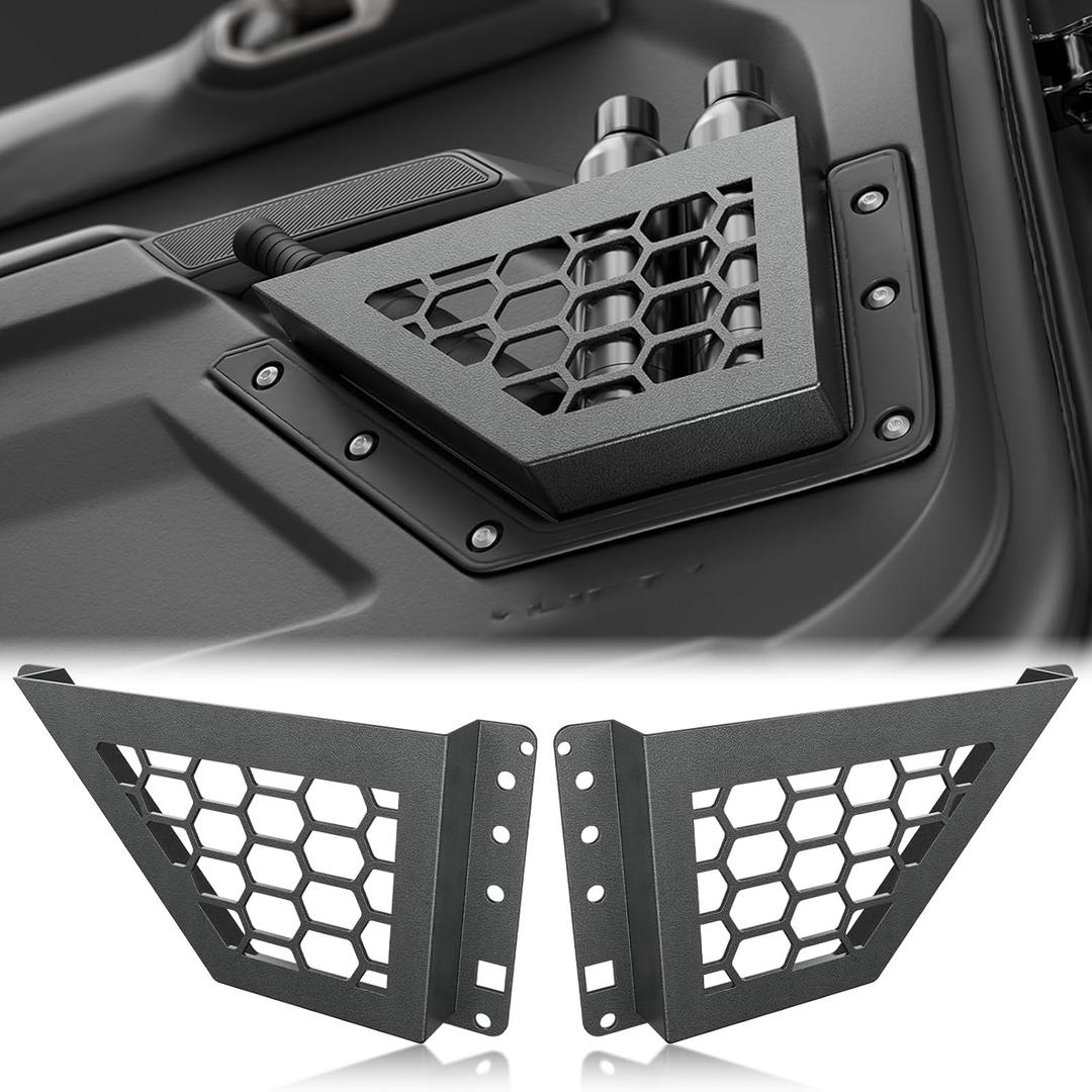 for Bronco Front Door Storage Pockets Box Compatible with 2021 2022 2023 2024 2025 2026 Ford Bronco, Side Door Organizer Interior Storage Expansion Molle Panels Cup Holder Accessories(2 PCS)