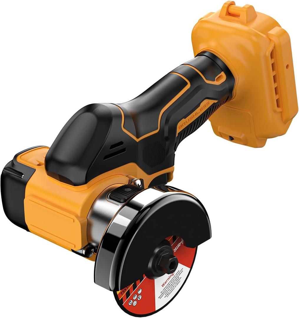 3 Inch Cut Off Tool for de-walt 20V Battery, Tile Cutter 19500RPM, 3 Saw 3 Blades for Metal, Wood, Tile and Plastic, Removable Dust Cover, Tools Only (Yellow for Dewalt)