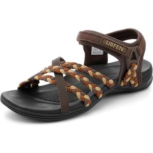 UBFEN Women's Hiking Sandals Walking Outdoor Sports Comfortable Water Sandals with Arch Support Comfortable for Beach Camping Travel Golf, 37