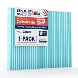 BNX TruFilter C7021 Cabin Air Filter, HEPA 99.97%, MADE IN USA, Compatible With Ford Explorer, Flex, Police Interceptor Sedan/Utility, Special Service Police Sedan, Taurus, Lincoln MKS, MKT
