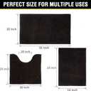 Bathroom Rugs Chenille 3-Piece Extra Soft and Absorbent Shag Bathroom Rugs, Machine Wash Mat, Strong PVC Non-Slip Underside, Plush Carpet Mats (Coffee) 2'8" x 1'8" (16x24"+20x32"+20x20"U Shape）