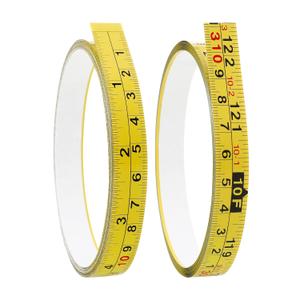 2 Packs Steel Self-Adhesive Measuring Tape, Right to Left Reading 310cm or 122-Inch Imperial and Metric Ruler Tape, 1/2-Inch Peel and Stick Tape Measure for Woodworking, Saw, Drafting Table, Yellow