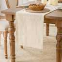 Shatex Burlap Farmhouse Table Runner 14x108 Inch, 100% Jute Soft Material, Perfect for Table Decor, Dailylife, Holiday, Wedding, Party, Off-White