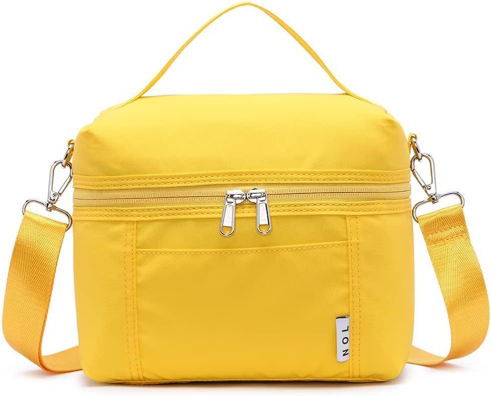 NOL Natural Organic Lifestyle Insulated Lunch Bags for Women Cooler Bag Lightweight Nylon Waterproof Lunch Box For Work (Medium(normal), Yellow)