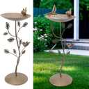 29.9" H Cast Iron Bird Baths for Outdoors, Vintage Pedestal Bird Bath with Bird Statues Metal Birdbaths Bird Feeder Bowl Tray Garden Yard Decoration, Copper