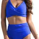 Buauty Women's Bikini Swimsuits Two Piece Tummy Control 2025 Swimsuits Bathing Push up Suit with high Waisted Swim and Bikini Bottom Adjustable Bikini Tops, Medium color: royal blue
