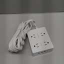 Surge Protector Power Strip, 5Ft Flat Extension Cord Flat Plug with 4 USB Charging Ports (2 USB C) 8 Widely Outlets, 1080J Wall Mount Outlet Extender, Office Supplies, Dorm Room Essentials (White)