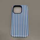 Fycyko Compatible with iPhone 16 Pro Case Striped Cute Aesthetic Phone Case Shockproof TPU Hard PC Protective Cover for iPhone 16 Pro-Blue