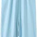 Girls Jumpsuit Loose Summer Kids Casual Spaghetti Strap Long Pants Romper with Pockets 5-12 Y (Blue)