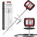 BOMATA Digital Candy Thermometer with Pot Clip, Deep Fry Oil Thermometer with Rotatable Display & Long Probe, for Candy Candle Making, Cooking, Food, Liquids, Water, Sugar.. Black