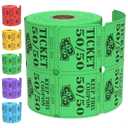 ESSENTIAL 500 Double Roll Raffle Tickets, 50/50 Raffle Cards, Entry Form with Name, Address, Phone & Email for Events, Entry, Class Reward & Door Prize - 5 Color Selection (Green)