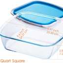 Glass Baking Dish with Plastic lids, Container with BPA Free Lids, Glass Casserole for Lasagna, Leftovers, Cooking, Kitchen, Freezer-to-Oven and Dishwasher (2.6-Quart Square)