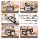5-in-1 Baby Bassinet Bedside Sleeper, Foldable Pack and Play(Brown), Crib