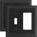 2-Pack Combo Toggle/Decorator Light Switch Cover Plate, Matte Black Decorative Electrical Outlet Covers, Durable Natural Bamboo Fiber Switch Plates and Outlet Covers, Corrosion Resistant