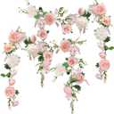 Peony Garland, 2PCS 6' Each, OrgMemory Rose Flower Vine, Floral Garland for Wedding Decor Home Table Runner Mantle Decoration