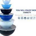BoxedHome BPA Free Plastic Round Mixing Bowl with Lids, 12 Pack Nesting Bowls with Lids Set, Microwave and Dishwasher Safe Prep & Serving Bowls Great for Mixing, Baking, Serving (Blue, 12pcs), 0.32QT, 0.74QT, 1.37QT, 2.22QT, 3.69QT, 5.8QT