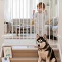 Babelio Baby Gate for Stairs & Doorways, 26-43" W 34" H Extra Tall| No Bottom Bar| Easy Installation| One-handed Operation| Auto-close| Hardware Mount (Drill Needed) Safety Dog/Pet Gate Indoor (White)