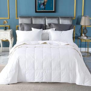 Globon Summer Down Comforter King Size, Extra Lightweight Blanket/Duvet Insert for Hot Sleepers, Noiseless & Extra Soft,106x90 inches,White