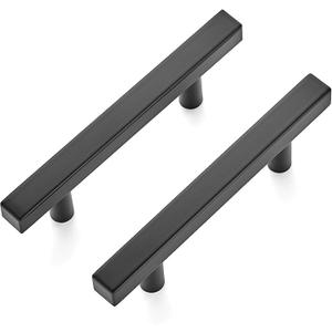 Ravinte 15 Pack 5 inch Square Cabinet Pulls Matte Black Stainless Steel Kitchen Drawer Pulls Cabinet Handles 5Length, 3 Hole Center