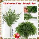 18 Pcs Christmas Norfolk Pine Branches -18 Inches Artificial Pine Branches faux Christmas Norfolk Pine Greenery Stems Faux Norfolk Pine Branches Garland for Xmas DIY Crafts Decorations Indoor Outdoor