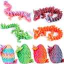 3D Printed Dragon Eggs  4PCS Mini Articulated Baby Dragon Toys, Mystery 3D Fidget Dinosaur Eggs Set for Kids & Adults, Fantasy Desk Decor & Collectible Gifts