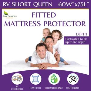 RV Short Queen Mattress Protector Mattress Cover for 60"x75" Bed - 100% Waterproof, Noiseless, Hypoallergenic Fitted Sheet Mattress Protector for Camper