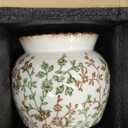 SIDUCAL Ceramic Green and Beige Vase with Wide Mouth Lace, 4.84 Inch Cracked Chinoiserie Rustic Farmhouse Vases, Pastoral Retro Vase for Home Decor, Table, Living Room, Bathroom, Shelf, Wedding