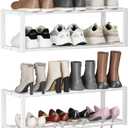 Homeiju Hanging Shoe Organizer,2 Pack Wall Mounted Shoe Rack Holds 12 Pairs, Space Saving Metal Wall Shoe Rack, Hanging Shoe Rack Shoe Holder for Small Space, Entryway, Closet, RV, Camper (White)