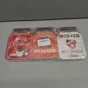 3PCS Reversible Thanksgiving Decor & Christmas Decorations Wooden Mason Jar, Winter & Fall Decorations for Home, Table, Fireplace Mantel, Shelf, Office Desk, Xmas Holiday Decorations