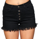Womens Fringed Button Up Shorts, L