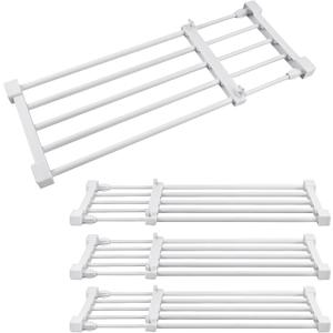 Geetery 4 Pcs Closet Tension Shelf Metal Expandable Closet Shelf Dividers Adjustable DIY Shelf Separators in Closet Tension Rod Storage Rack for Cabinet Kitchen Wardrobe (19.7''-31.5'' X 9.45'')