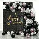 6x6 FT Black Shimmer Wall Backdrop, 36 Pcs for Party
