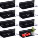 Maitys 8 Pcs Acrylic Floating Shelves 9 Inches Adhesive Wall Mounted Shelves No Drill Hanging Acrylic Wall Display for Living Room Bathroom Bedroom Kitchen Office(Black)