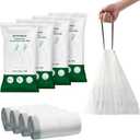 SONGMICS Trash Bags for 8-Gallon (30 L) Trash Cans, Drawstring Kitchen Garbage Bags, Pre-Separated, Liner Code 30A, 4 Rolls, 180 Count, White UKRB030A04, White 