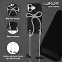 Crossbody Case for iPhone 16 - Black with Stylish Silver Detachable Chain - Big Bow