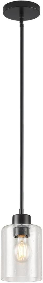 Black Pendant Lights Kitchen Island - Seeded Glass Pendant Light Fixture Multiple Stems Rods 3 Units 12 Inch 3 Units 4 Inch (1 Pack Black Seeded Downrod)