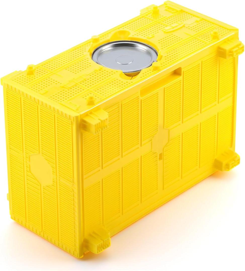 Chunful 1 Set Transport Bee Cage with Feeder Jars Beekeeping Queen Cage Bee Hives Boxes Starter Kit for Queen Rearing Hive Transport, Not Include Live Bees